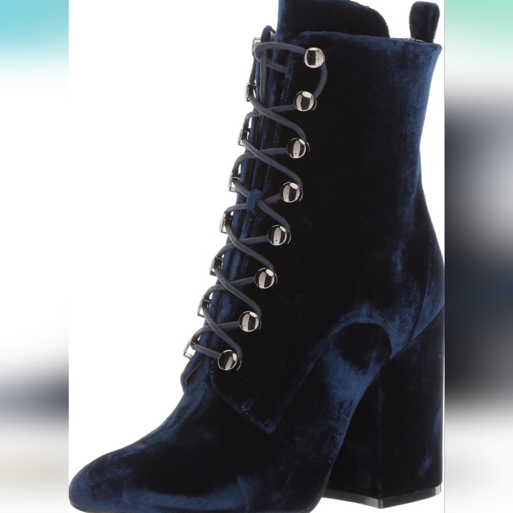 KENDALL + KYLIE Women's Bridget Fashion Blue Velvet Boots